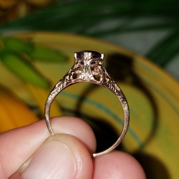 SOLD | .84ctw Genuine Amethyst Filigree Ring - Picture 3 of 6
